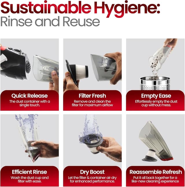 Detalle de Aerobe Advanced HandHeld Vacuum Cleaner (15,000 PA) – cordless car hoover with LED light