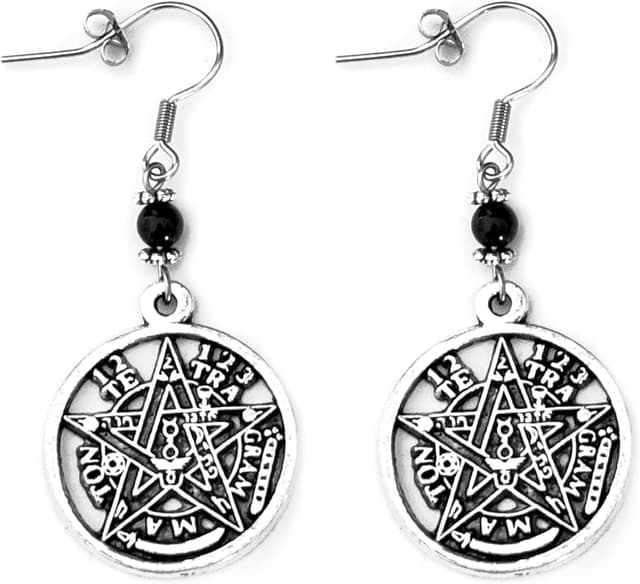 Imagen de SIMBOLIKS Tetragrammaton Pendientes Ónix Gancho en OfertitasTOP