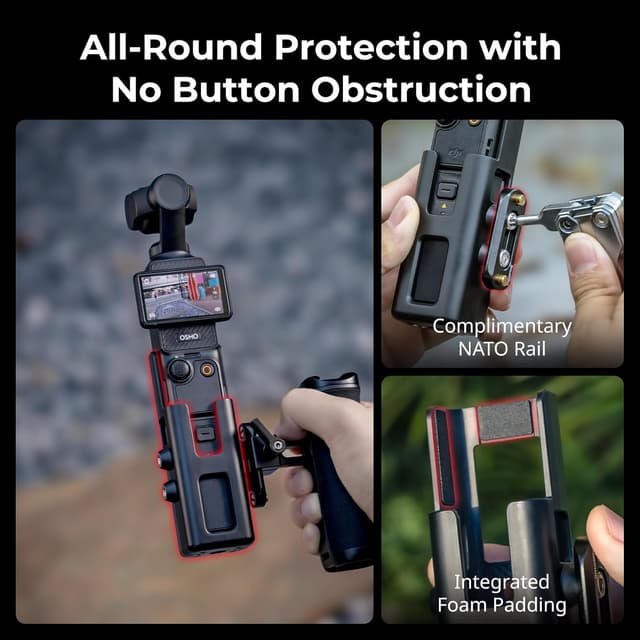 Detalle de SMALLRIG Adaptateur d’extension pour DJI Osmo Pocket 3 — demi-cage avec filetage 1/4”-20 et support rails OTAN