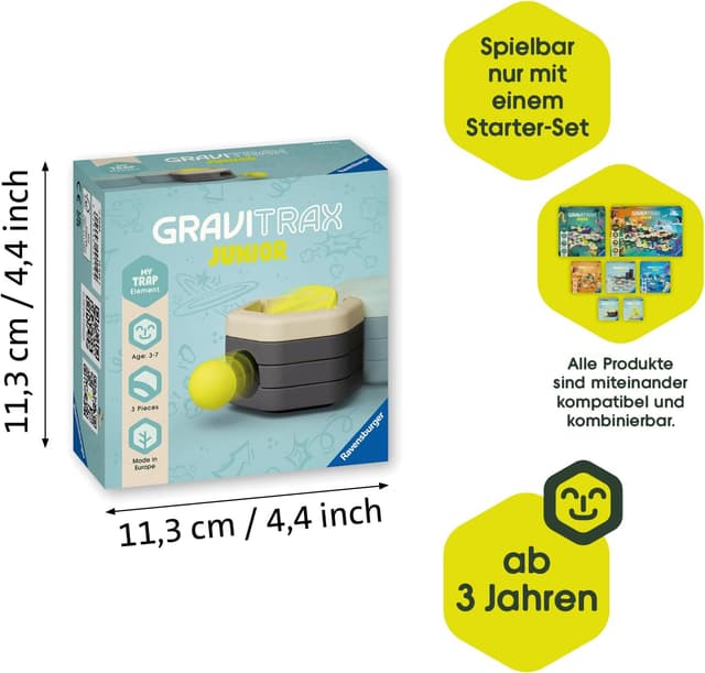 Detalle de Ravensburger GraviTrax Junior Element Trap – Erweiterbares Kugelbahnsystem für Kinder ab 3 Jahren