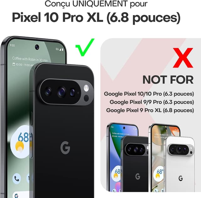 Detalle 2 de TAURI Coque magnétique MagSafe ultra-mince pour Google Pixel 10 Pro XL – anti-jaunissement et antichoc, noir