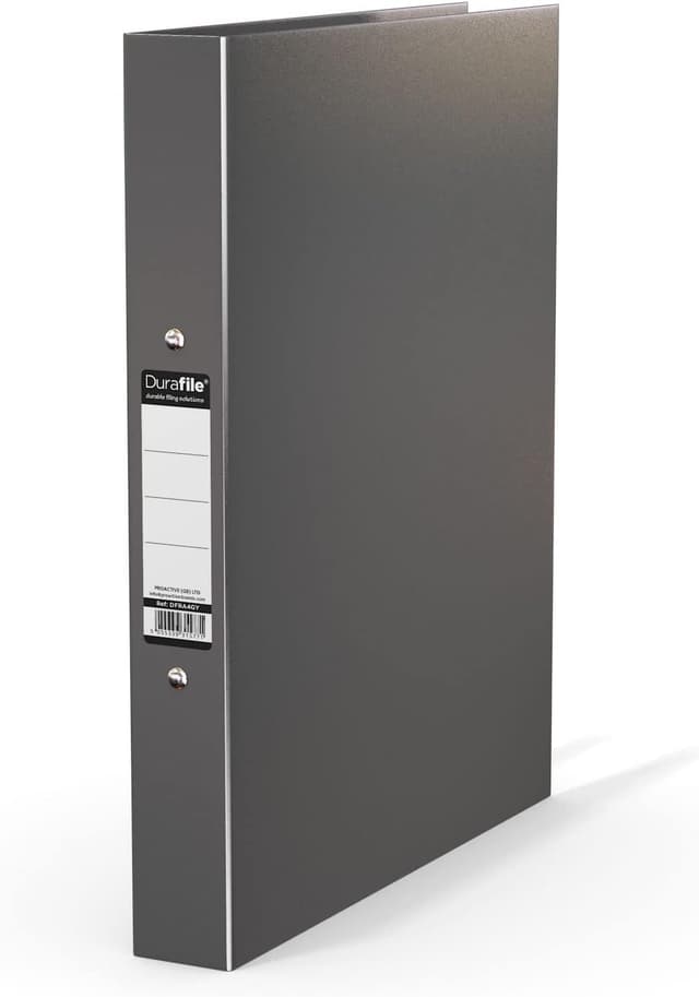 Detalle de Durafile Ring Binder A4 File, Grey single folder organiser with 2-ring metal O mechanism