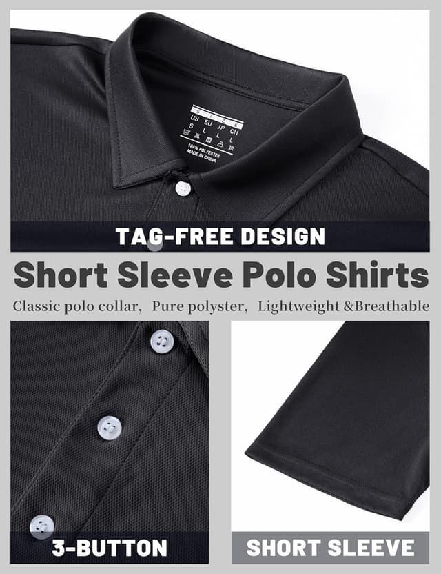 Detalle de TACVASEN men’s short sleeve polo shirt for golf, work and outdoor sports