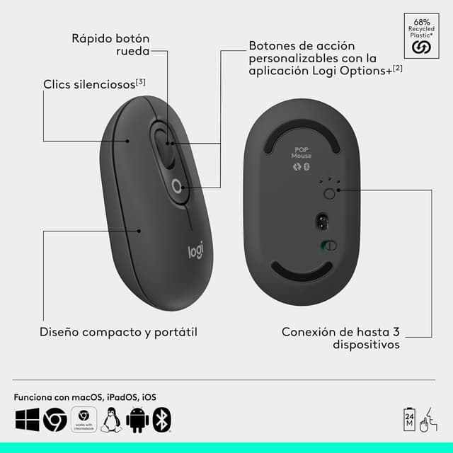 Thumbnail 5 de Logitech POP Mouse: Ratón Bluetooth portátil con fácil cambio 😊