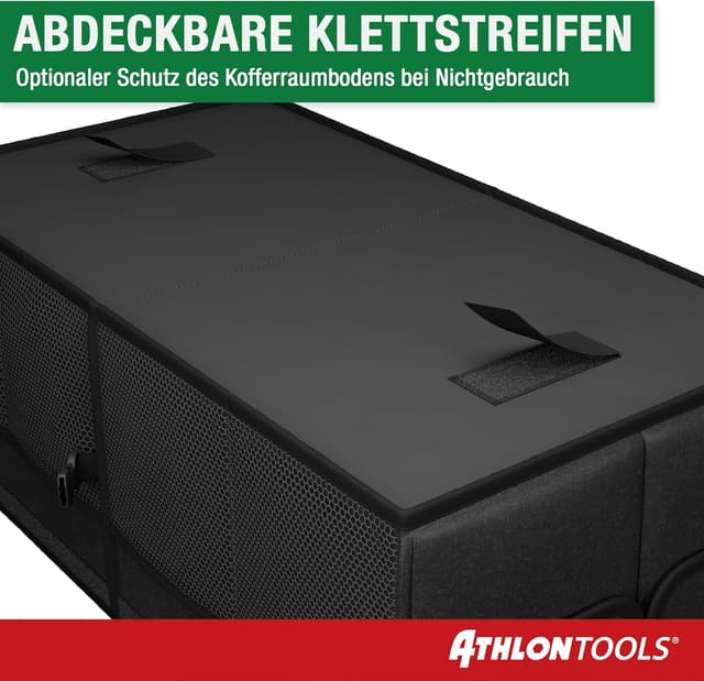 Detalle de ATHLON TOOLS Kofferraum Organizer XXL – faltbare Kofferraumtasche mit Deckel, rutschfest und verstärkt