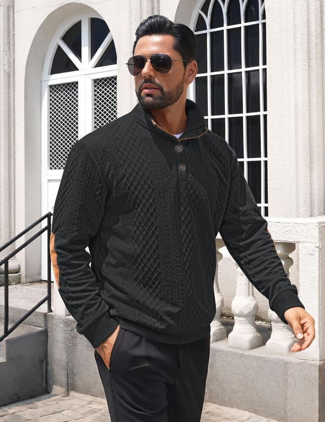 Detalle 2 de QOSOQ Men's Casual Sweatshirt 1/4 Zip