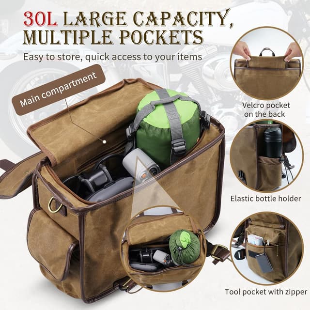 Thumbnail 3 de NICECNC Sacoches de selle vintage 15 L