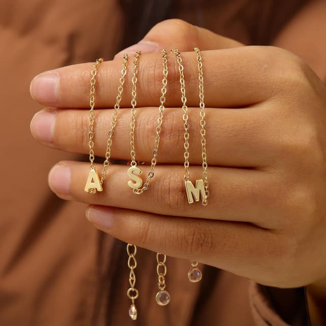 Thumbnail 6 de TINGN Gold/Silber Armband mit Buchstaben – 18K vergoldet, zierlich und mit Verlängerungskette (15 cm + 5 cm)