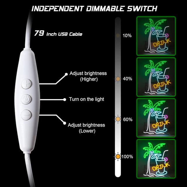 Detalle 2 de SIGNSHIP Palme Neon Schild „Drink“ – LED-Neon für Home Bar, Bierbar & Party-Deko