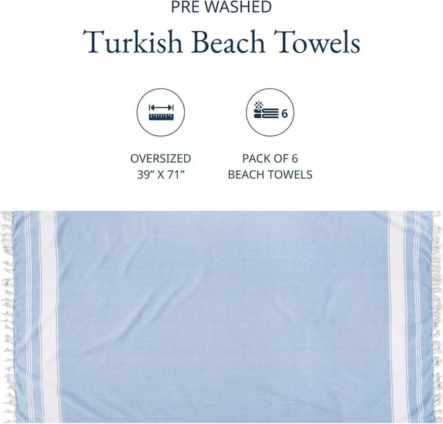 Thumbnail 2 de LANE LINEN Turkish Beach Towels Set 39x71