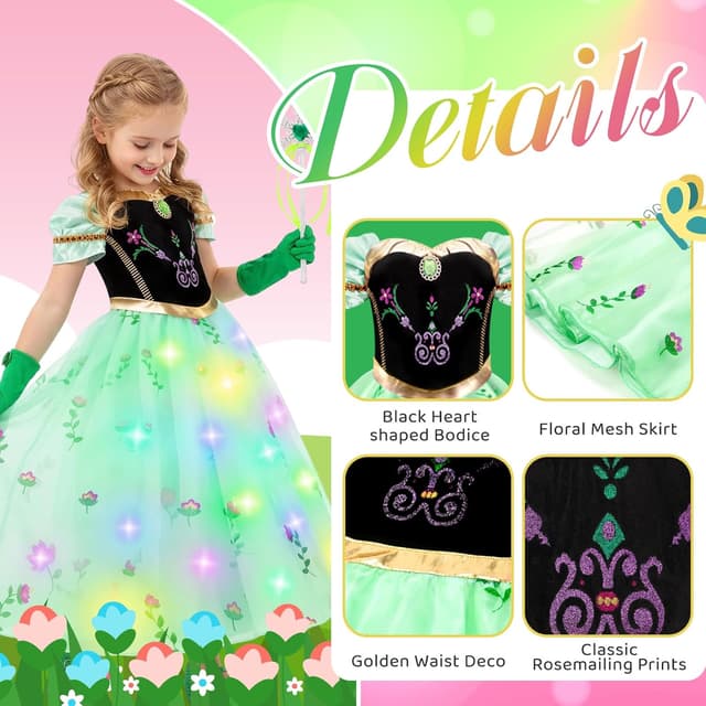 Detalle 2 de MELAND Princess Dress for Girls Age 3 ðŸŽ