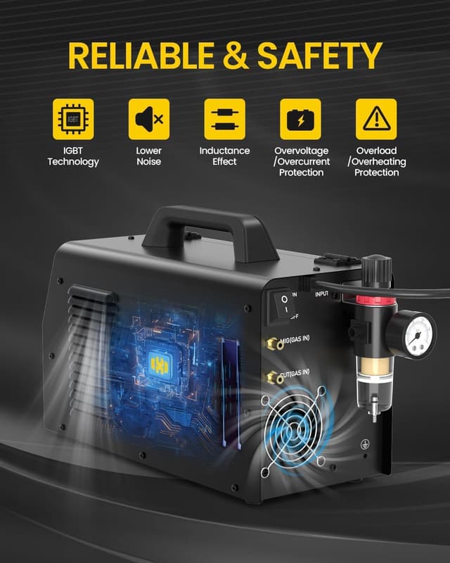 Detalle 2 de H HZXVOGEN 200A 6-in-1 Multi-Process MIG Welder (Gas/Gasless) with HF TIG, Plasma Cutting & Stick