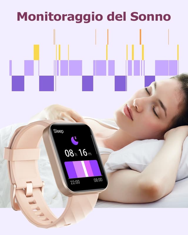 Detalle de RUIMEN Smartwatch Donna: chiamate Bluetooth, WhatsApp, saturimetro, cardio e fitness tracker rosa