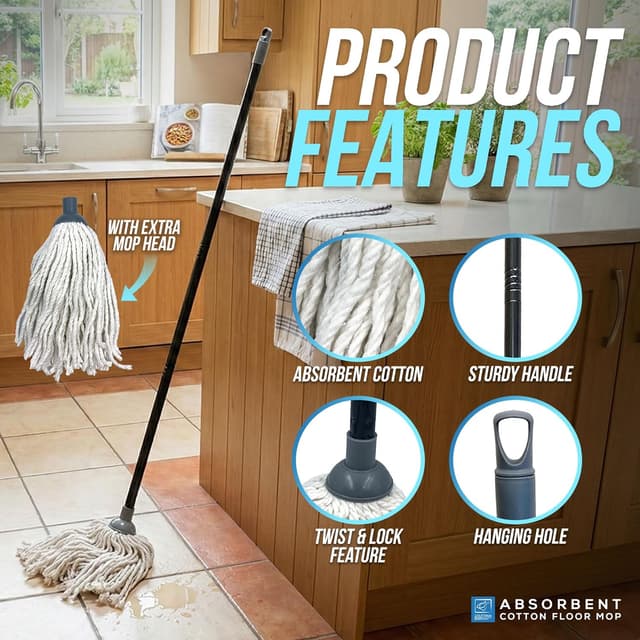 Thumbnail 4 de Cotton Floor Mops Mop System 110cm handle