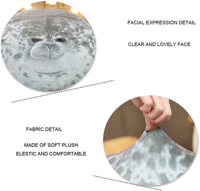 Detalle de Plush Seal Pillow Chubby Blob Seal Plush Toy – soft cotton stuffed pillow (S, pack of 1)