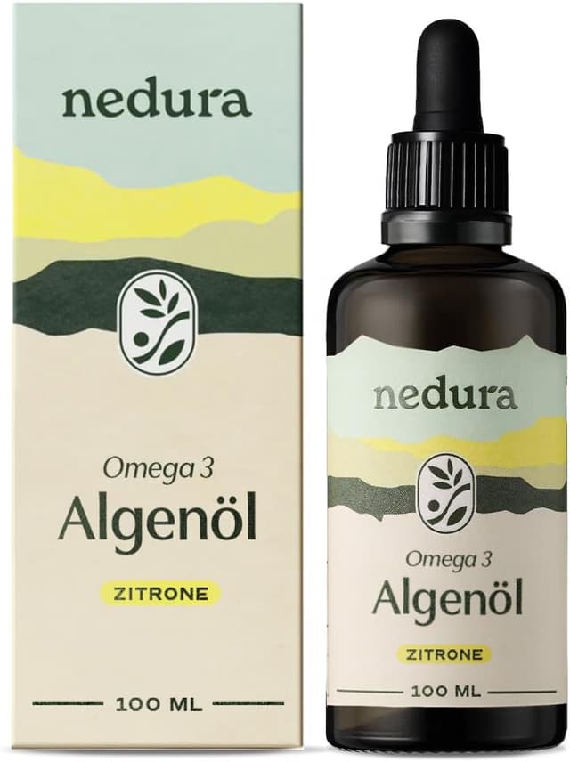 Detalle de nedura® Omega 3 Algenöl mit Zitronenöl (vegan) – natürliches DHA & EPA, laborgeprüft, 100 ml