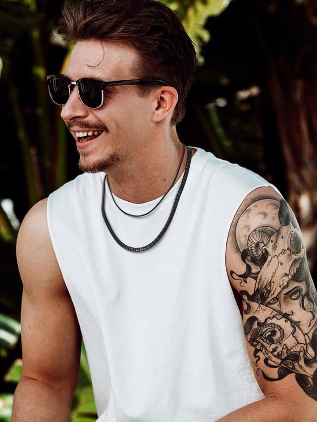 Detalle 2 de PROSTEEL Herren-Halskette aus Edelstahl mit Karabinerverschluss – Venezianer-/Erbsketten-Optik, Breite 2–8 mm