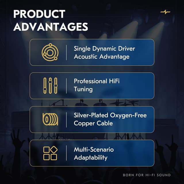 Detalle de Yinyoo CCZ NC02 10mm in-ear monitors with detachable 2-pin cable (wired gaming & music IEMs)