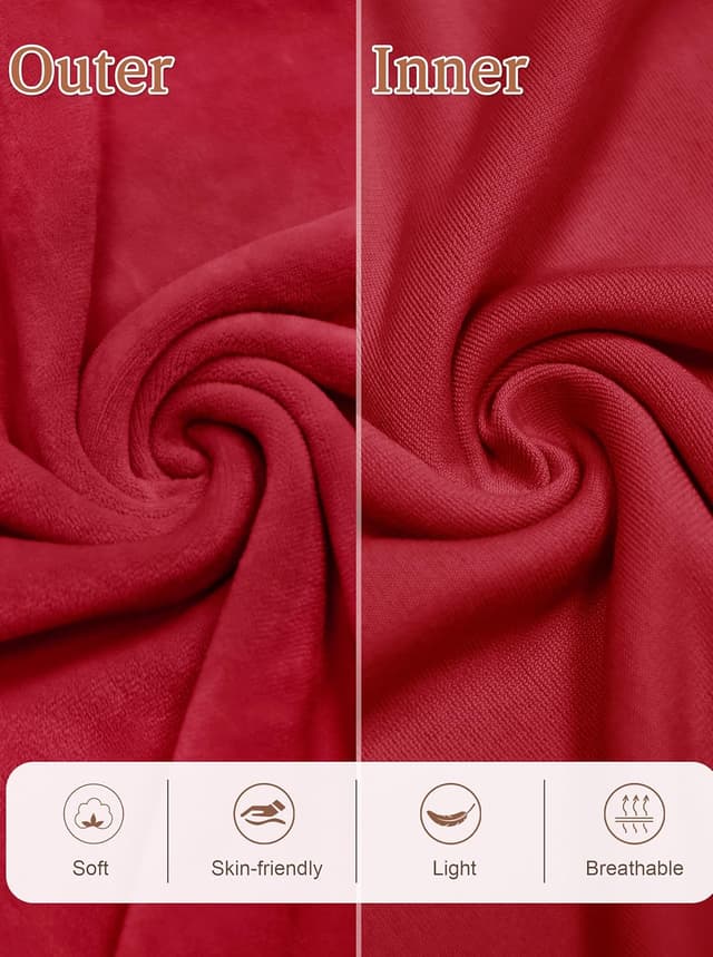 Detalle 2 de Wikoan Women’s Luxury Fleece V-neck Nightdress with Hat (Plus Size)