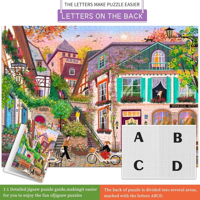 Detalle 2 de HUADADA 1000-Piece Jigsaw Puzzle for Adults – “Sunset in the Alley”