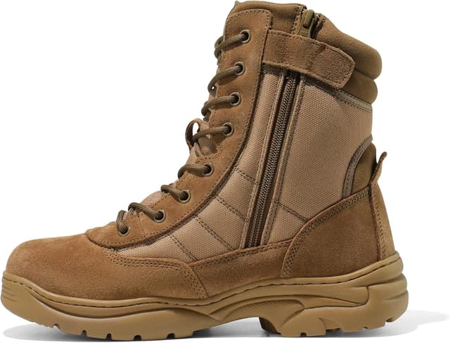 Thumbnail 6 de NORTIV 8 Stivali da Lavoro tattici militari da uomo in pelle con cerniera laterale