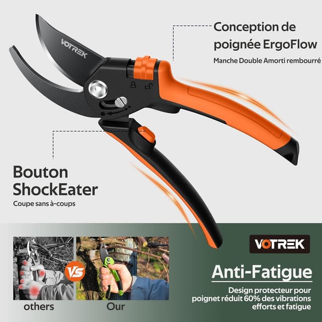 Thumbnail 4 de VOTREK Sécateur Bypass Pro 21,5 cm — sécateur ergonomique pour mains fragiles ✂