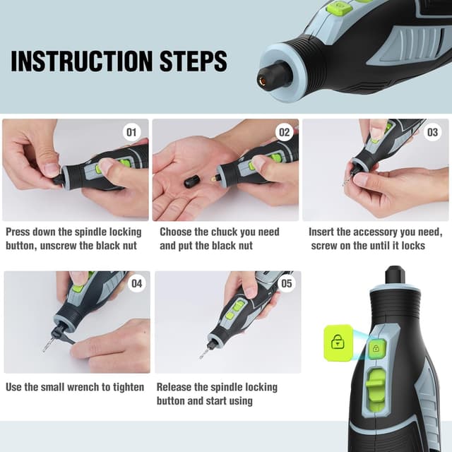 Detalle 2 de WORKPRO Outil Rotatif Multifonction sans Fil 12 V avec 114 accessoires