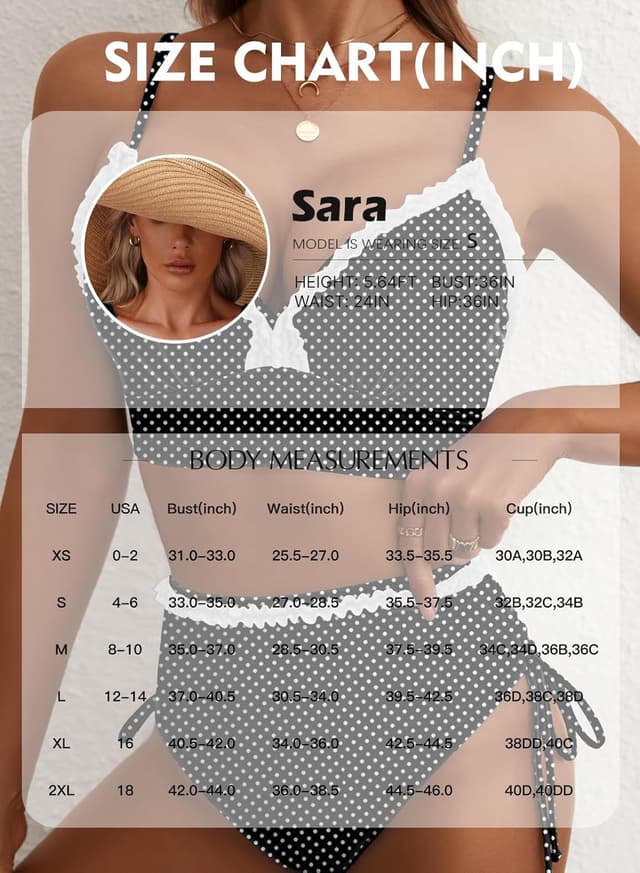 Detalle de Herseas Women’s Splice Ruffle Trim Bikini Set with Tie Side High Waisted Bottom