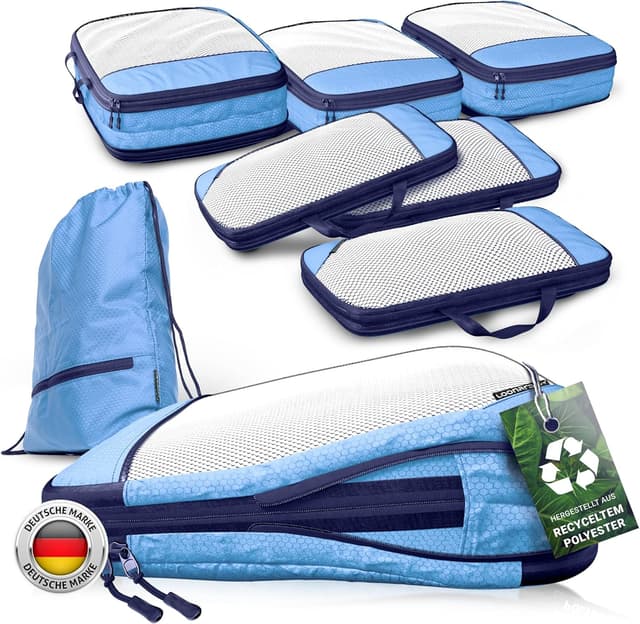 Detalle de Koffer Packtaschen Kompression 7-teilig blau