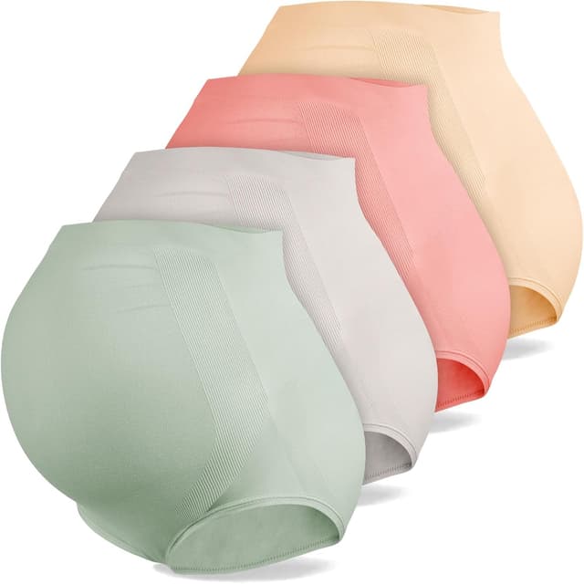 Detalle de Lot de 4 culottes de maternité taille haute sans couture ACWOO (XL)