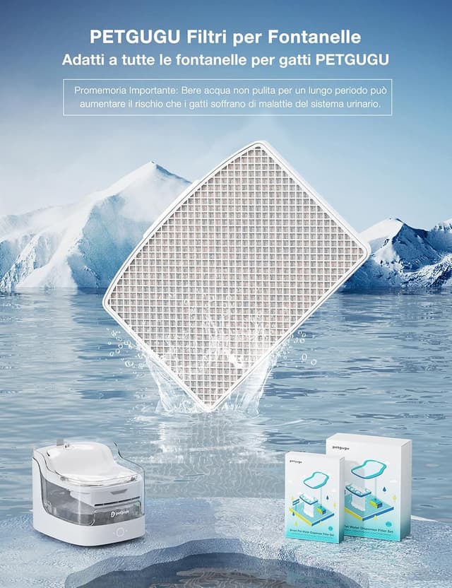 Detalle 2 de PETGUGU PF1 e PF1L: set 3 filtri per fontanella per gatti con 8 strati