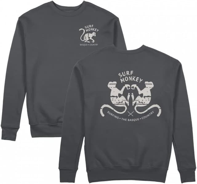 Detalle 2 de Felpa classica girocollo DRESSED IN MUSIC PLAY WITH ME con stampa Surf Monkey