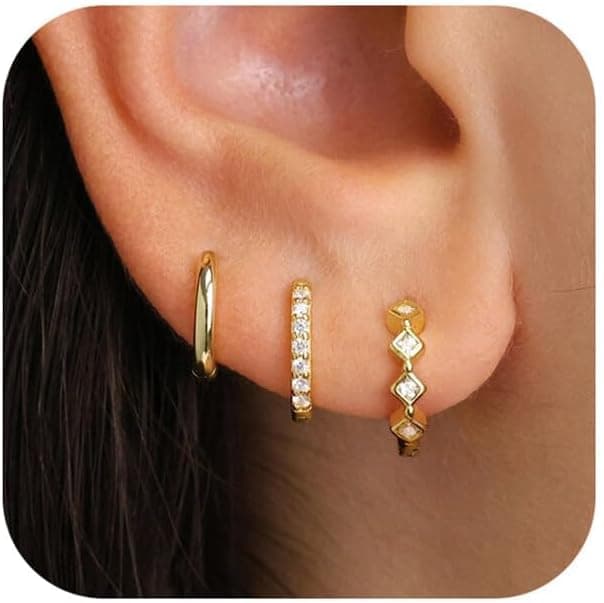 Detalle de ZHESHY Gold Ohrringe Set Damen 3 Paar