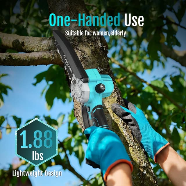 Detalle de YARDCARE Mini Motosega a Batteria da 6 pollici con pompetta olio e doppio blocco di sicurezza