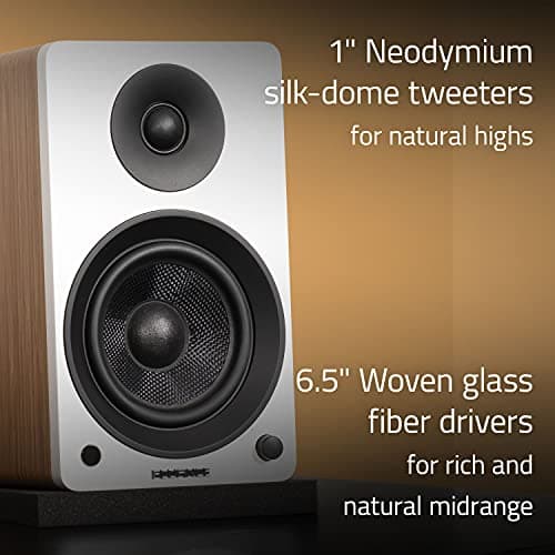 Detalle de Fluance Ai61 (Nogal Blanco) – altavoces estéreo 2.0 activos de 6,5" con amplificador de 120W y Bluetooth 5