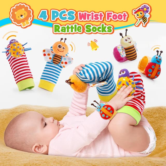 Detalle de 14-teiliges Rasseln & Beißring Set mit Aufbewahrungsbox – Babyspielzeug ab 0–12 Monate