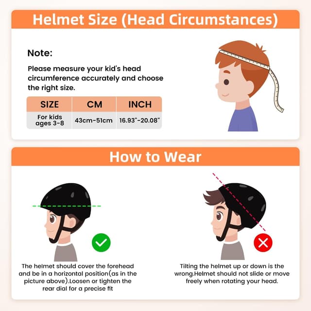 Detalle de Kids Bike Helmet 43–51cm (Toddler Helmets) – Multi-sport Adjustable Cycling Helmet for Boys & Girls, XS Fit