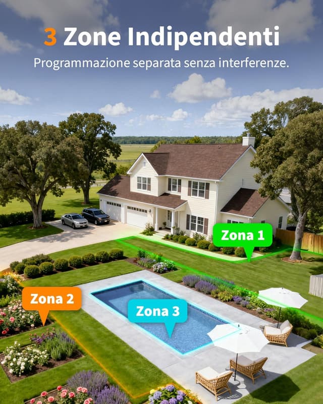 Detalle de Diivoo Centralina irrigazione WiFi 3 zone con ingresso in ottone e controllo Alexa/Google Assistant