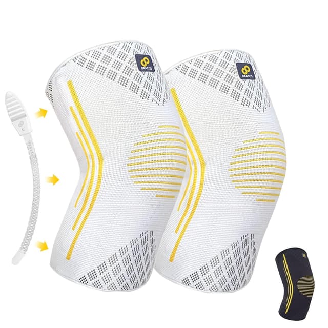 Detalle de Bracoo KE92 ginocchiera compressione con stabilizzatori laterali per uomo e donna (2 grigio, taglia M)