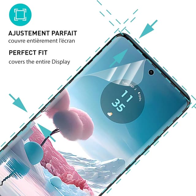 Detalle 2 de smartect Protecteur d’écran TPU (2 + 2 pièces) pour Motorola Edge 40 Neo — écran + protection caméra