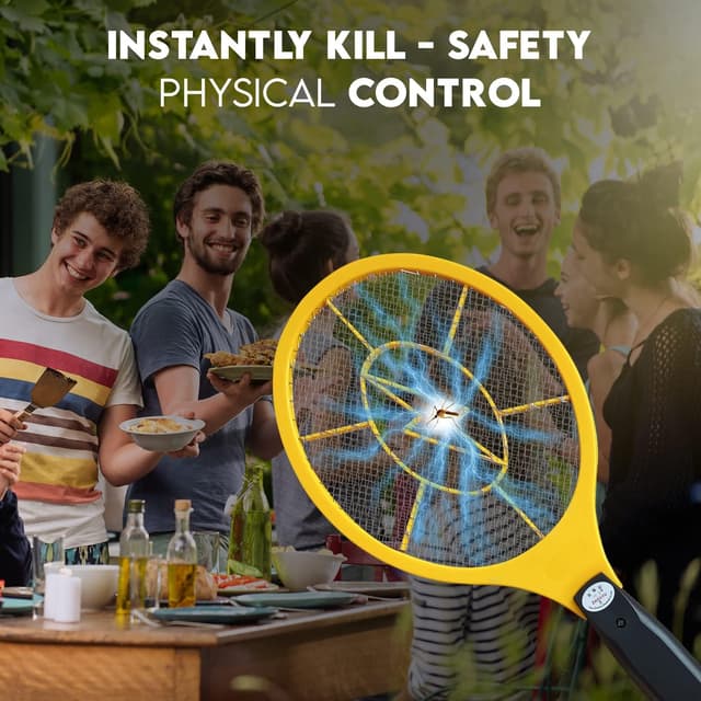 Detalle 2 de KK'S GLAMS Electric Fly Swatter Bug Zapper Racket (battery-operated) for indoor & outdoor pest control