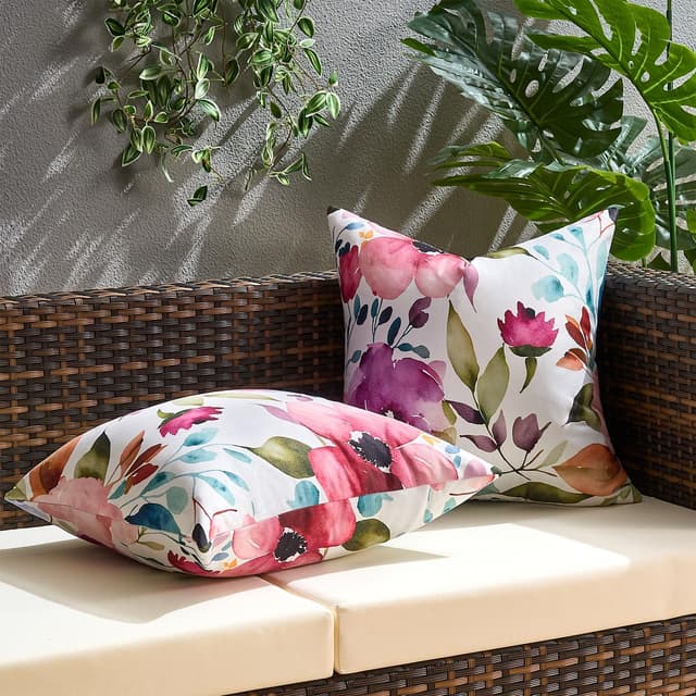 Thumbnail 6 de KWLET waterproof outdoor cushion covers (40x40cm) – floral set of 2 with hidden zipper