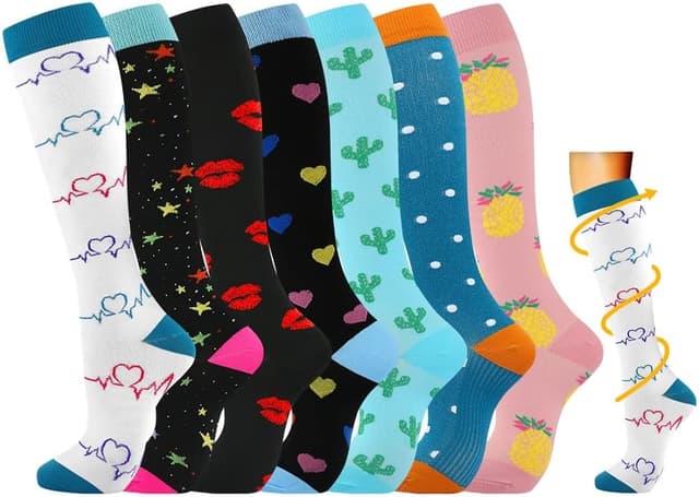 Detalle de Losvcbcx Kompressionsstrümpfe (15–20 mmHg) für Damen & Herren – 2/4/6/7 Paar