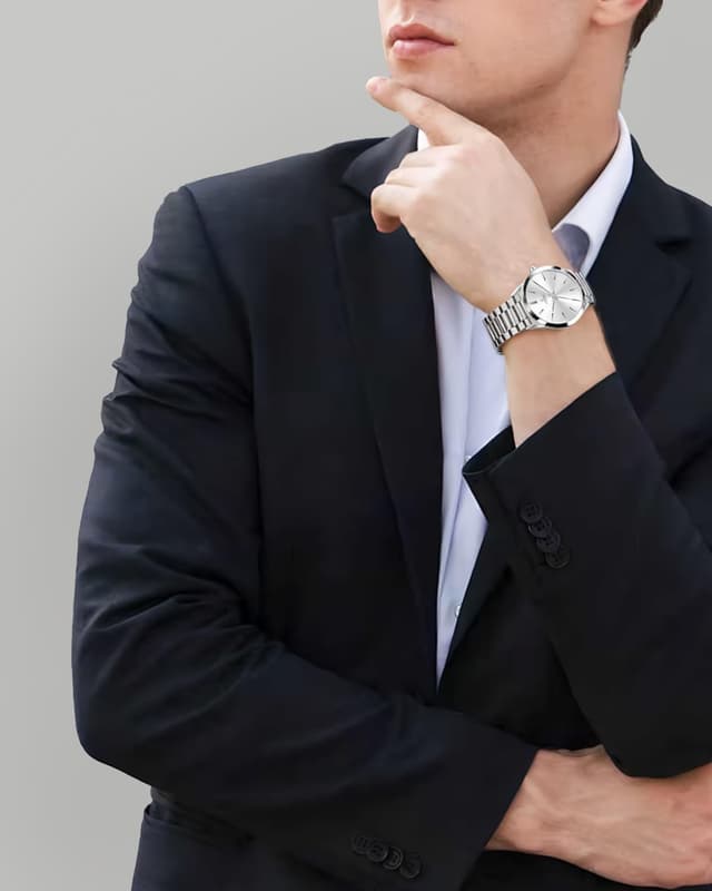 Detalle 2 de Weayege Herren Analog-Uhr mit Quarzwerk, Edelstahlarmband, wasserdichtes Mesh-Design (44 mm)