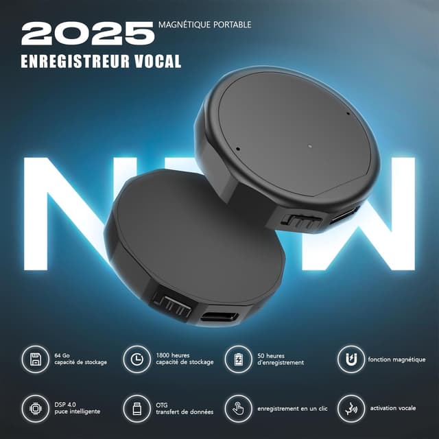 Thumbnail 1 de NekSide Mini Enregistreur Vocal 64 Go