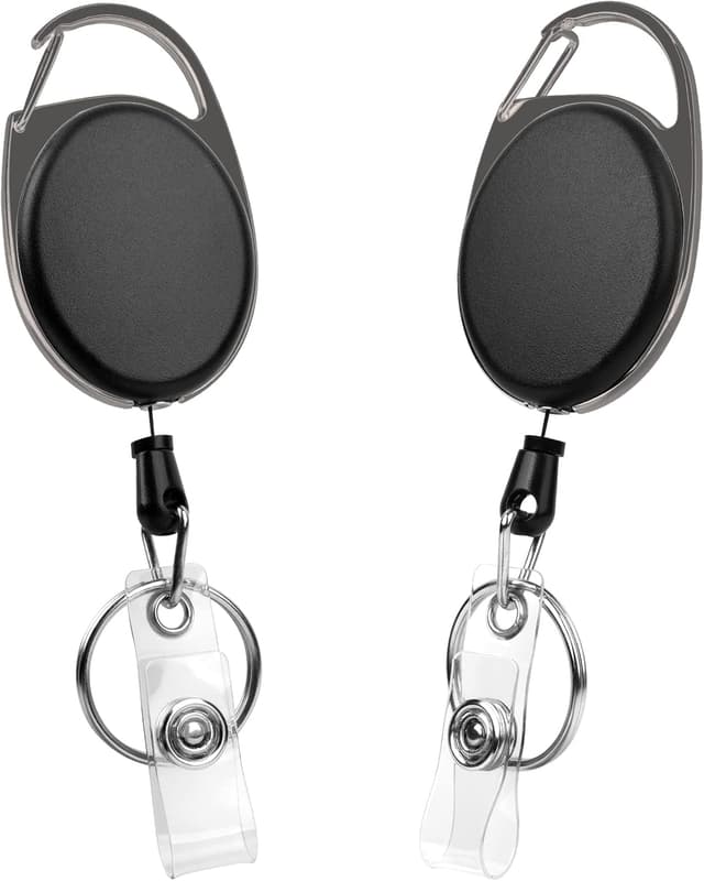 Detalle de Vicloon einziehbarer Schlüsselanhänger (2er-Set) mit Clip und Schlüsselring – für Ausweis, Karten und Schlüssel