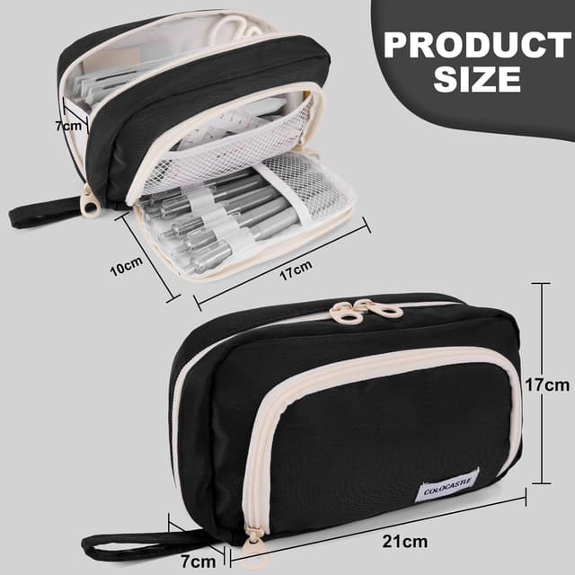 Detalle 2 de COLOCASTLE Federmäppchen mit 3 Fächern, große Kapazität (25 x 8 x 6 cm) – Etui für Schule & Büro