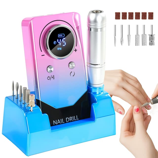 Thumbnail 6 de Droyek Portable Electric Nail Drill Kit (30,000 RPM) with 13 Drill Bits & 50 Sanding Bands for Acrylic, Gel, and Extensions