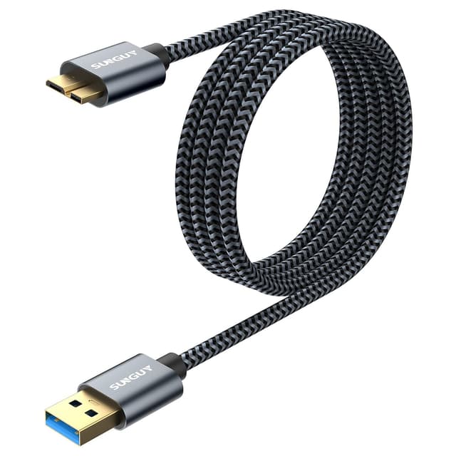 Detalle de SUNGUY USB-3.0-Micro-B-Kabel (USB-A auf Micro-B, 1,5 m) für externe Festplatten & Smartphones
