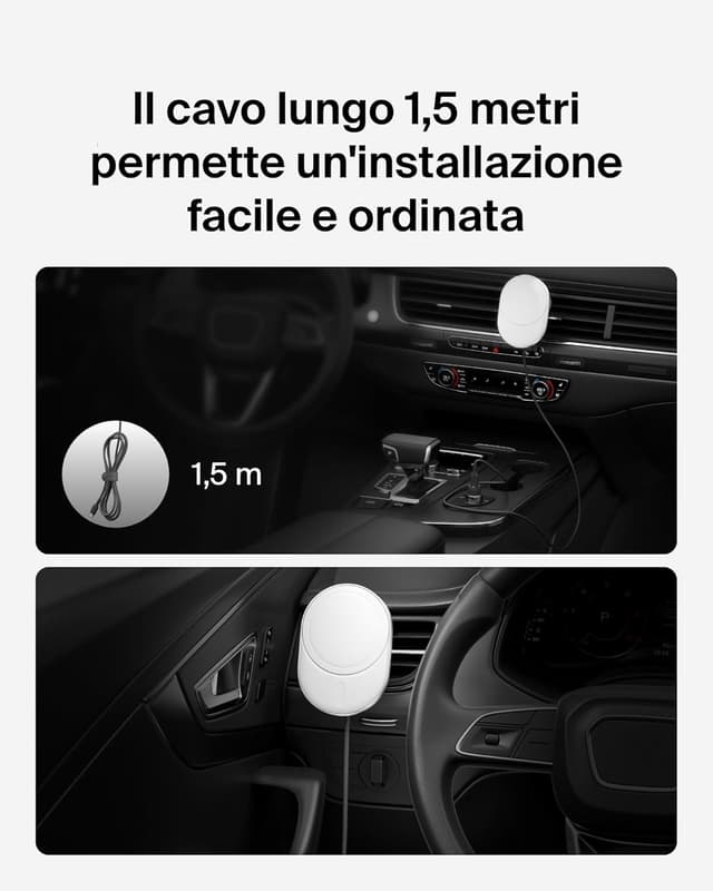Thumbnail 6 de Belkin BoostCharge Pro Caricabatteria da Auto Wireless magnetico con Qi2 15W compatibile MagSafe (con cavo e alimentatore USB-C da 20W)